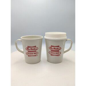 2x Tim Hortons Vtg 80s Always Fresh Plastic Mug Cup English French Travel
